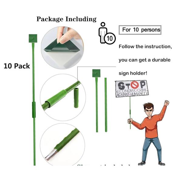 Lightweight Yard Signs Stakes Protest Sign Holders Pack Of 10 - Picture 6 of 6